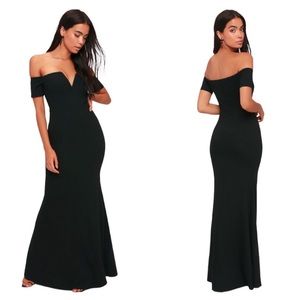 Lulu’s Black Lynne Off Shoulder Full Length Dress
